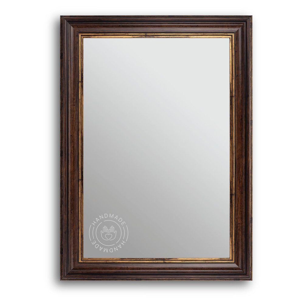 Clamaro PRAG Baroque Wall Mirror, Antique Brown/Gold, 65 x 95 cm, Wooden Frame