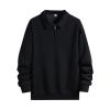 Men's Long-Sleeve Polo Sweatshirt with Hood, Zipper and Pocket view 1
