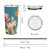 GHBNK Insulated Tumbler with Lid and Straws, Stainless Steel, Snow-Blooming Flowers view 2
