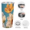 GHBNK Insulated Tumbler with Lid and Straws, Stainless Steel, Snow-Blooming Flowers view 3