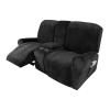 HYPIQQ Stretch Reclining Loveseat Covers with Center Console, 8-Piece, Jet Black view 1