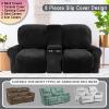 HYPIQQ Stretch Reclining Loveseat Covers with Center Console, 8-Piece, Jet Black view 2
