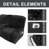 HYPIQQ Stretch Reclining Loveseat Covers with Center Console, 8-Piece, Jet Black view 3