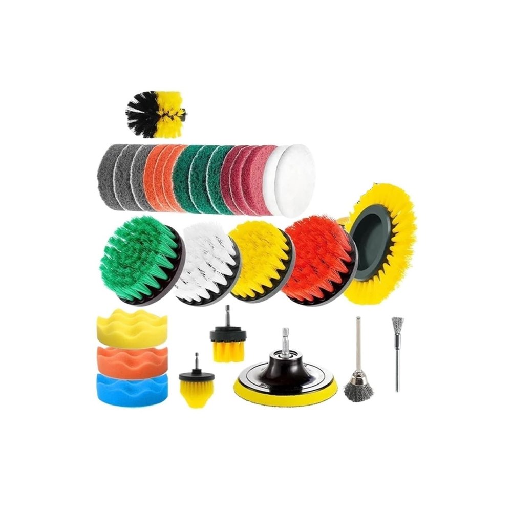 30-Piece Power Scrubber Brush Attachment Set with Scouring Pads, Wire Brushes and Extendable Long Attachment