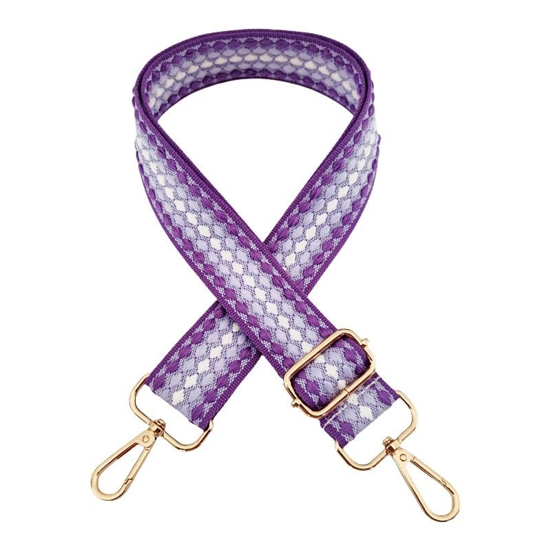 PTNKUIIY Bag Strap 72–130 cm, Adjustable 3.8 cm Wide Shoulder Strap, Boho-Style Replacement Strap with Carabiners, Purple