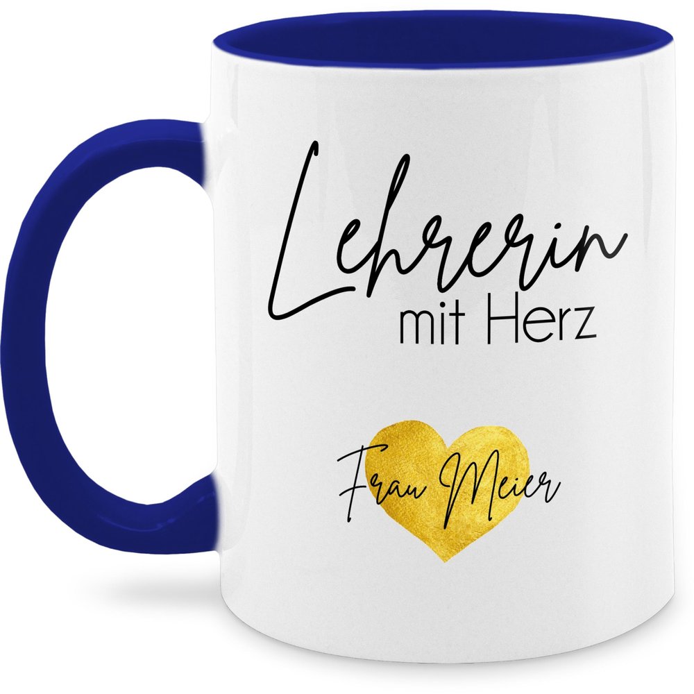Shirtracer Personalized Two-Tone Mug, Teacher with Heart, Gold
