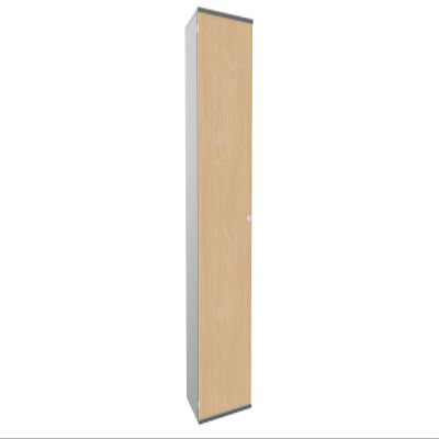 Gerambel Swing-Door Wardrobe, 5 Decorative Shelves, Lockable, Right-Side Lock, 600 x 425 x 2304 mm, Beech/Onyx