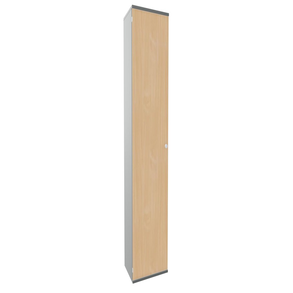 Gerambel Swing-Door Wardrobe, 5 Decorative Shelves, Lockable, Right-Side Lock, 600 x 425 x 2304 mm, Beech/Onyx