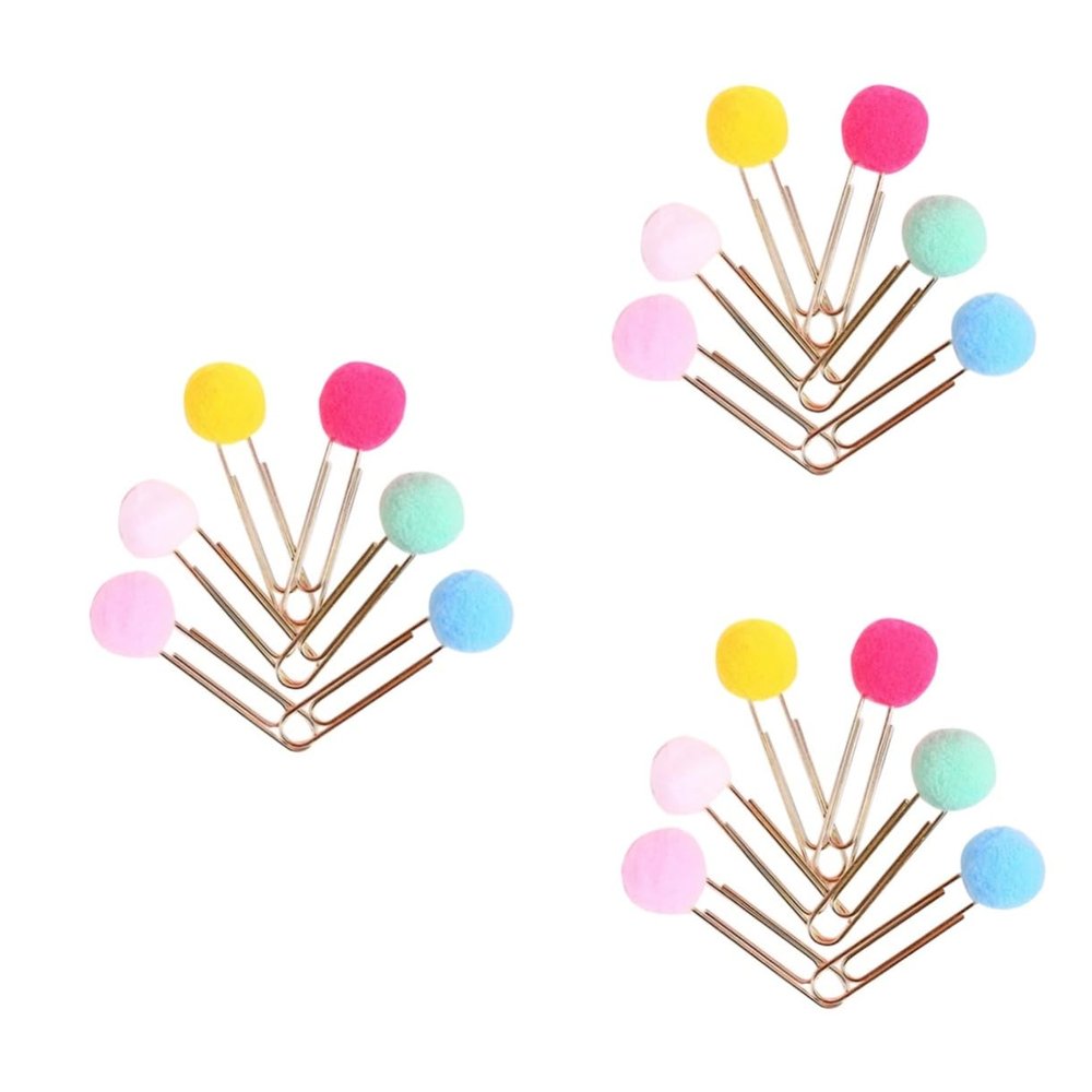 SEWACC 90-Piece Colorful Pom-Pom Book Clips and Bookmark Clips