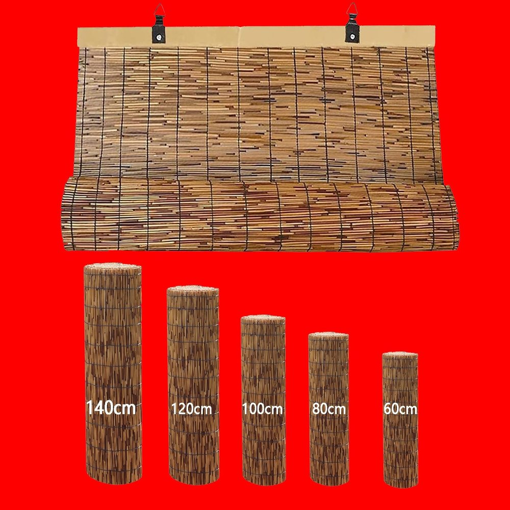 Bamboo Blinds for Sun Protection; Outdoor Bamboo Roller Shades; Decorative Roman and Vertical Blinds for Garden, Balcony, or Window (W120 x H160 cm / 47 x 63 in)