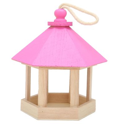 Hanging Hexagonal Wooden Bird Feeder