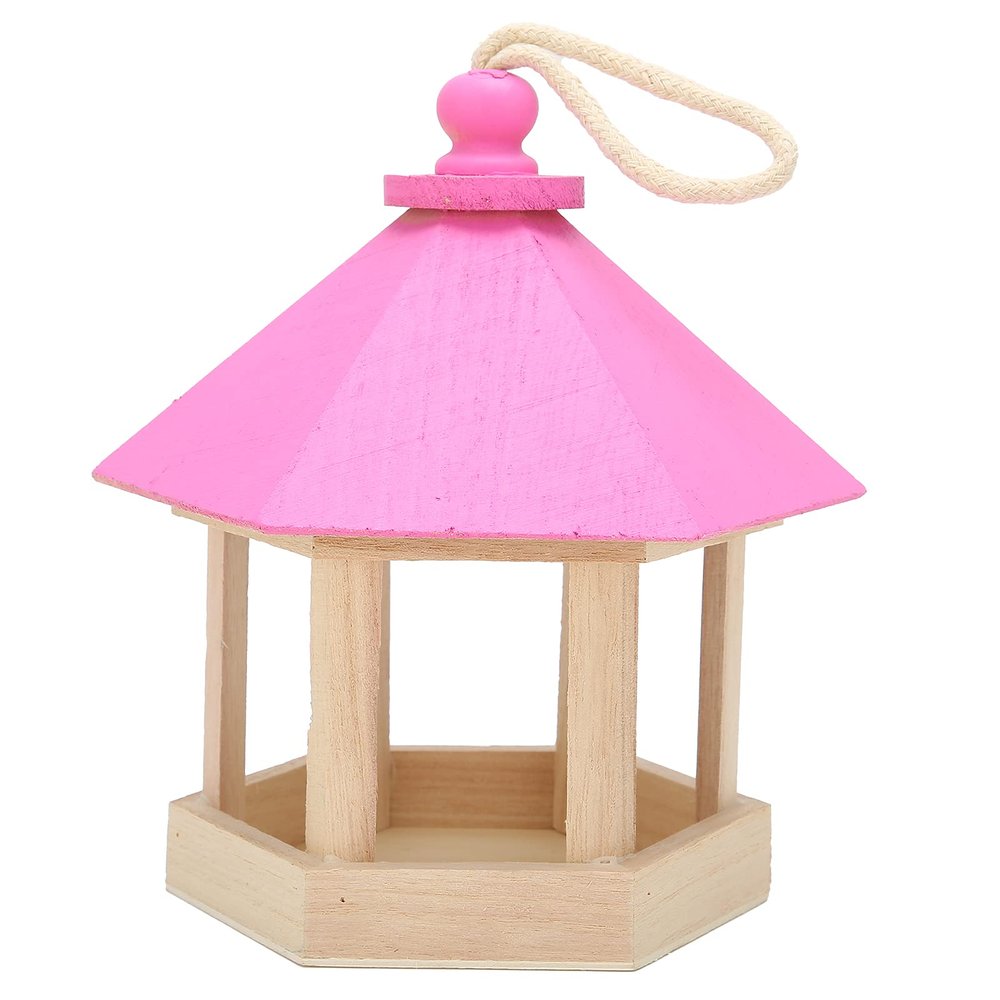 Hanging Hexagonal Wooden Bird Feeder
