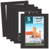 MBC Mat Board Center, 5-Pack 40.6 x 50.8 cm Black Picture Mats for 28.9 x 43.2 cm Photos, Beveled Cut, Acid-Free, 4-Ply view 1