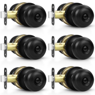 Estmoon Interior Door Knobs, Privacy Lock, Round, Black, 6-Pack