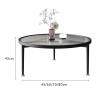 Round Black Glass and Metal Coffee Table, 91.4 x 91.4 x 40.6 cm view 2