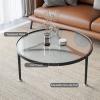 Round Black Glass and Metal Coffee Table, 91.4 x 91.4 x 40.6 cm view 3