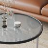 Round Black Glass and Metal Coffee Table, 91.4 x 91.4 x 40.6 cm view 4