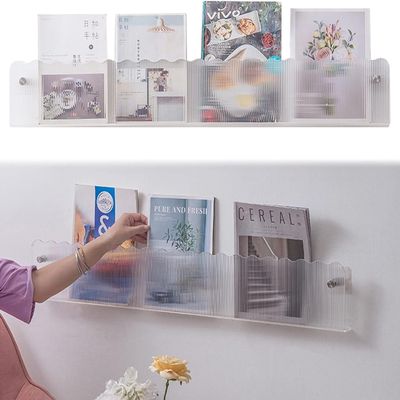 JvFbjLF Wall-Mounted Magazine Holder, Clear Acrylic