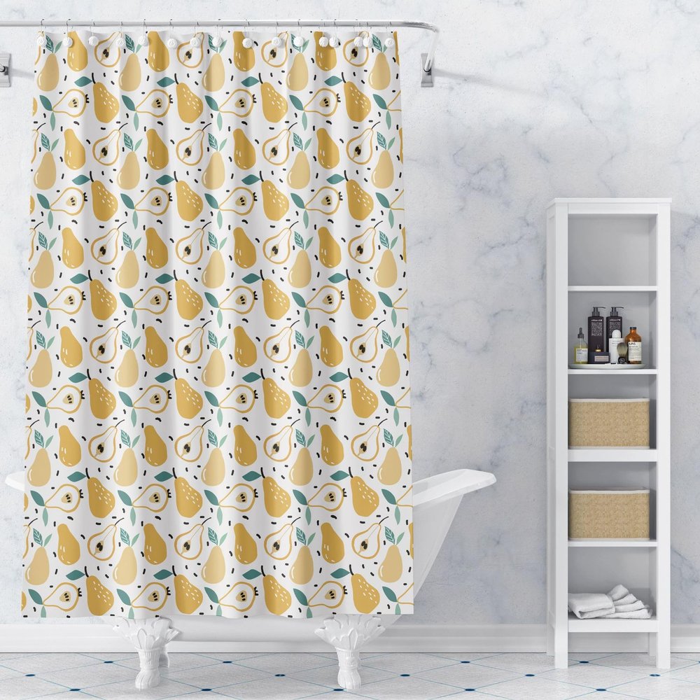 Hixingo Pear 1 Waterproof Shower Curtain, 35.4 x 70.9 in
