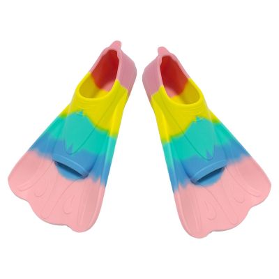 Yorajuy Silicone Swim Fins, Short Rainbow Training Fins, EU 30–32