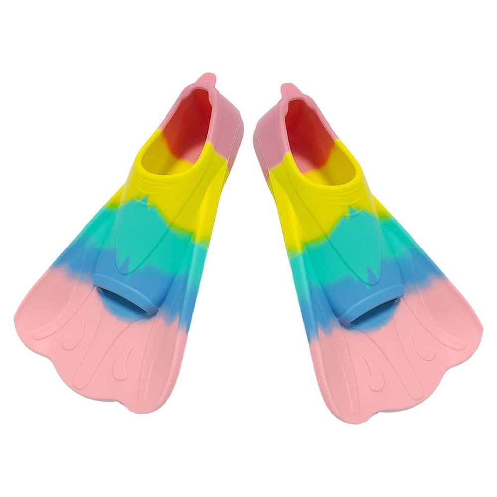 Yorajuy Silicone Swim Fins, Short Rainbow Training Fins, EU 30–32