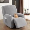 Chickwin Recliner Cover with Pockets, Stretch Velvet Slipcover with Armrests, 1 Seat, Light Gray view 1