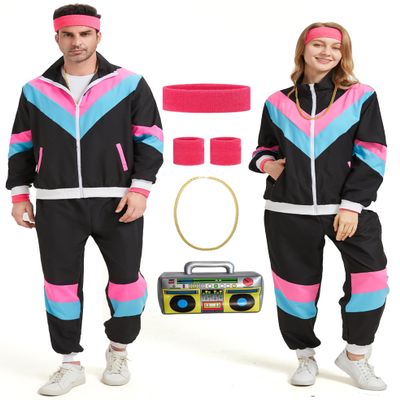 Coseaon 80s/90s Tracksuit Costume for Men and Women