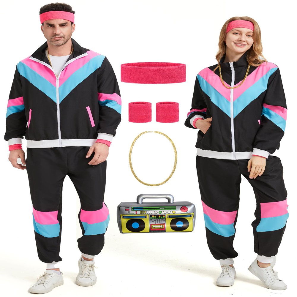 Coseaon 80s/90s Tracksuit Costume for Men and Women