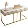 Standing Desk Marble Computer Table, Light-Luxury Desk with Solid Gold Legs view 1