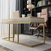 Standing Desk Marble Computer Table, Light-Luxury Desk with Solid Gold Legs view 3