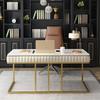Standing Desk Marble Computer Table, Light-Luxury Desk with Solid Gold Legs view 4