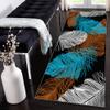 Siunwdiy Hallway Runner Rug, Non-Slip Washable, 140 x 180 cm, Blue/Brown Feather Pattern view 1