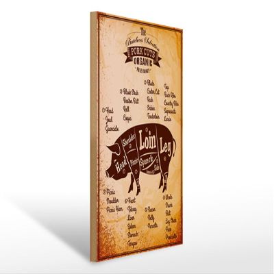 Wooden Sign 12 x 18 cm Butchers Selection Pork Cuts Organic Butcher Shop - DekoNo7