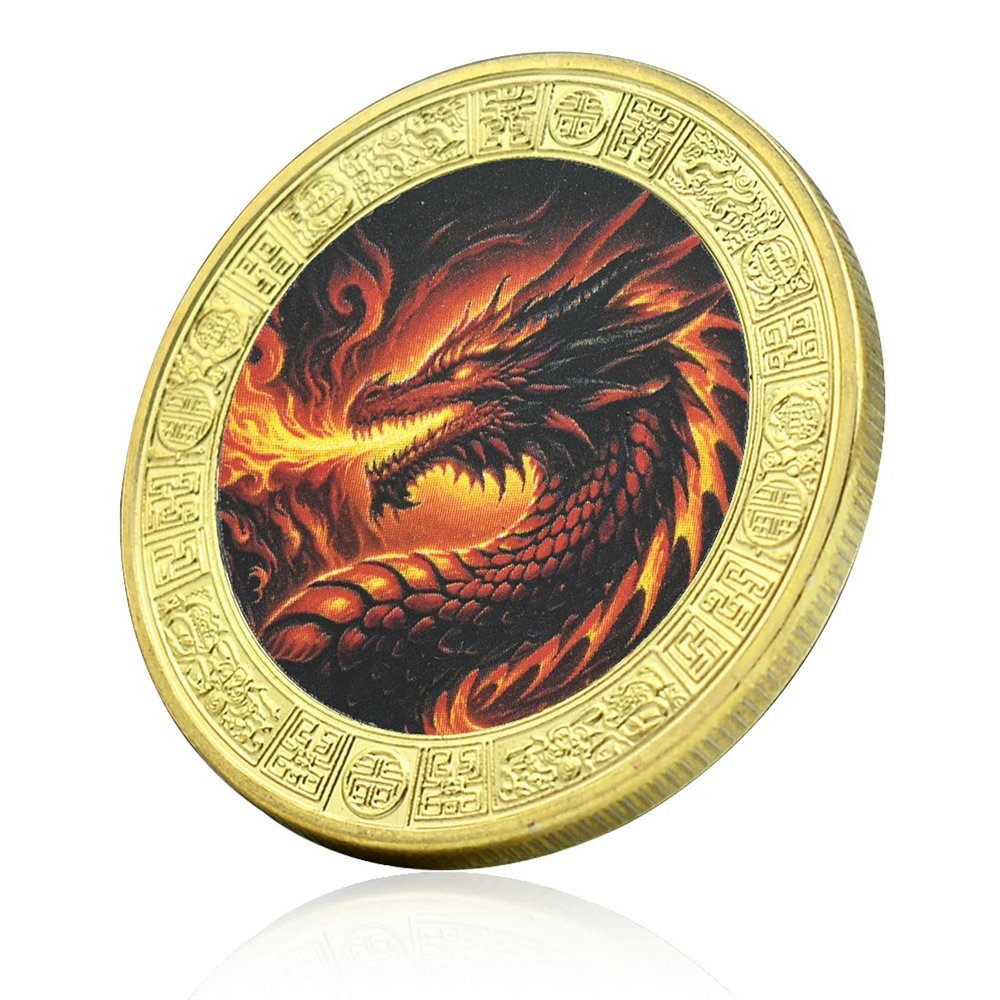 QYZXTH Chinese Zodiac Year of the Dragon 2024 Gold-Plated Commemorative Coin