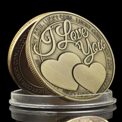 QYZXTH I Love You More Than I Can Say Four-Leaf Clover Love Coin, Antique Silver-Plated Bronze Souvenir