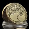 QYZXTH I Love You More Than I Can Say Four-Leaf Clover Love Coin, Antique Silver-Plated Bronze Souvenir view 1
