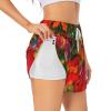 Women's Shorts, Red Leaves and Fruit Pattern, White/Opulent Garden, X-Large view 1