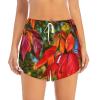 Women's Shorts, Red Leaves and Fruit Pattern, White/Opulent Garden, X-Large view 2