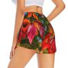 Women's Shorts, Red Leaves and Fruit Pattern, White/Opulent Garden, X-Large view 3