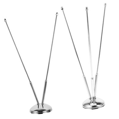 2-Pack Small Silver Metal Table Flagpoles for Desks