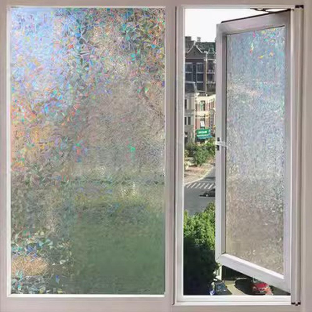Self-Adhesive Privacy Window Film 100 x 600 cm, UV and Heat Insulation, Static Cling, Laser Pattern