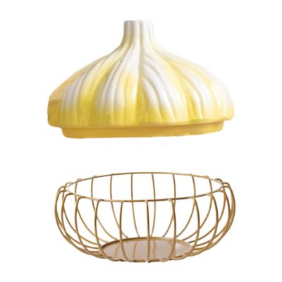 Iron and Ceramic Garlic Holder, Multifunctional Egg Basket