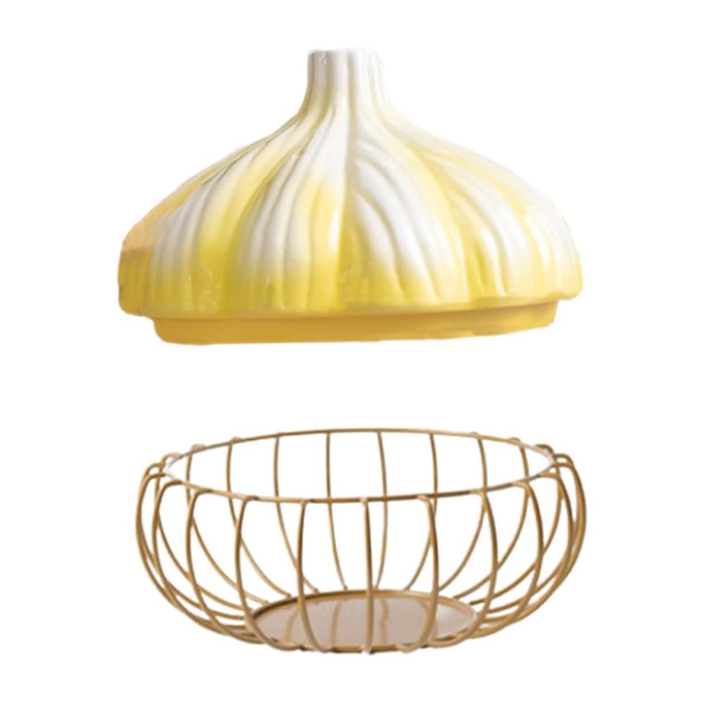 Iron and Ceramic Garlic Holder, Multifunctional Egg Basket