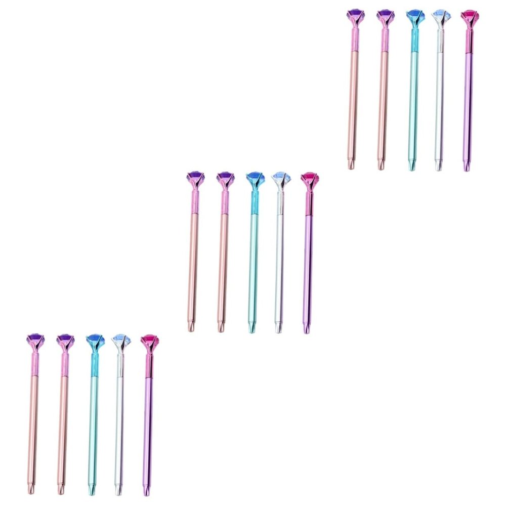 SEWACC 15-Piece Diamond Design Black Gel Pens, Refillable Writing Pens with Comfort Grip and Quick-Drying Ink