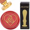 craspire Ring and Heart Wax Seal Stamp, 25 mm Removable Brass Head with Wooden Handle view 1