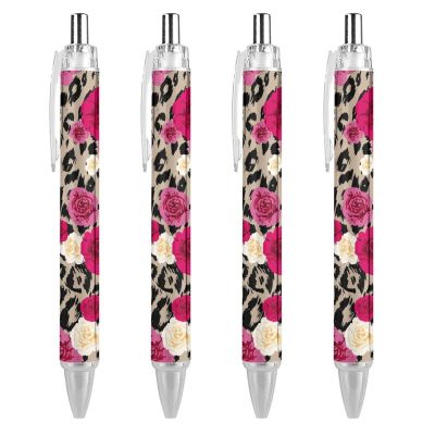 ODHHGDF Reusable 0.5 mm Black Retractable Ballpoint Pen with Cheetah-Leopard Pattern