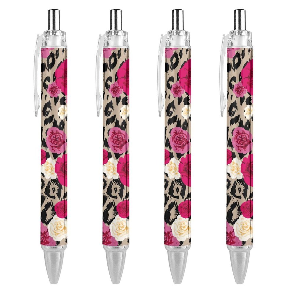 ODHHGDF Reusable 0.5 mm Black Retractable Ballpoint Pen with Cheetah-Leopard Pattern