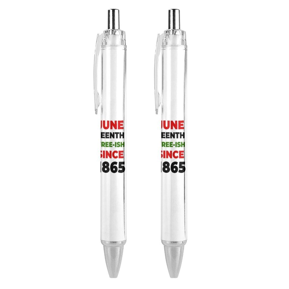 ODHHGDF Juneteenth Day Freedom 1865 Gel Pens, Fine Tip (0.5 mm), Retractable, Smooth Writing, Black Ink, 2-Pack