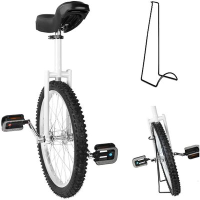16/18/20/24-Inch Adjustable Trainer Unicycle, Non-Slip Mountain Tire, White, 24-Inch