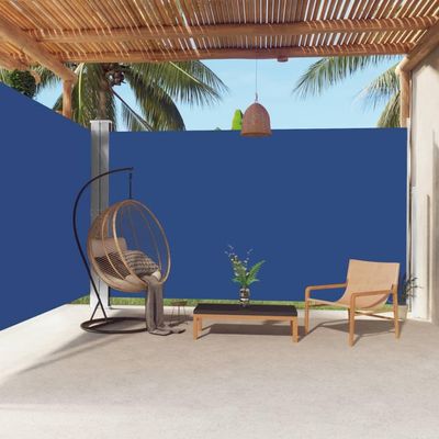 Retractable Side Awning, Blue, 220 x 600 cm